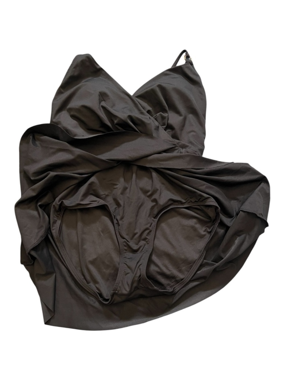 Anne Cole Black Surplice Swim Dress with Gold Accent - Picture 6 of 6